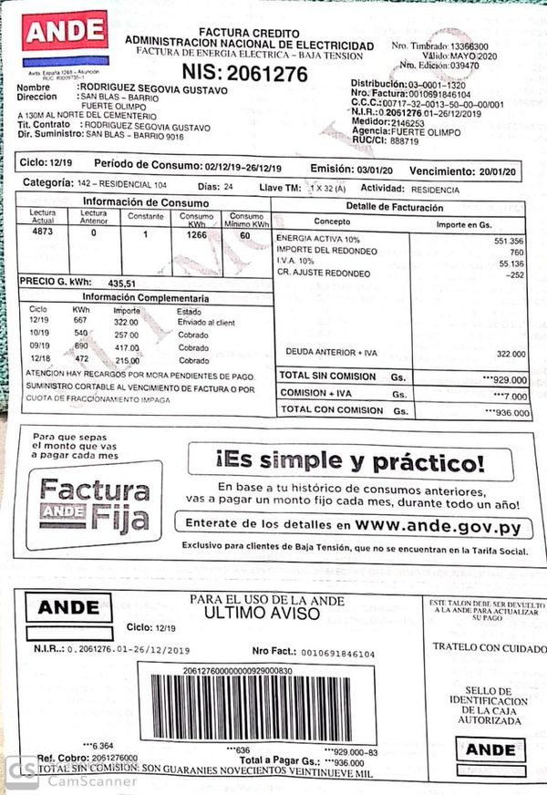 Lluvias de quejas de usuarios de la ANDE en Fuerte Olimpo - Nacionales - ABC Color