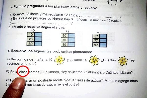 MEC elabora libros de matemática con errores ortográficos y los reparte en escuelas