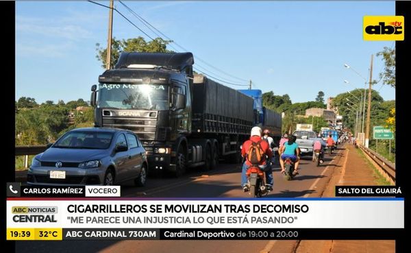 Cigarrilleros se movilizan en Salto de Guairá tras el decomiso - ABC Noticias - ABC Color