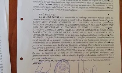 Levantan embargo a cuentas bancarias de Tesãi