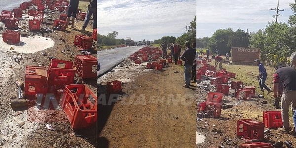 CAMIÓN TRANSPORTADOR DE CERVEZAS CASI VOLCÓ EN CNEL. BOGADO