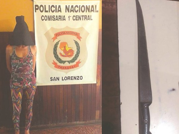 Mujer asaltaba con un largo y filoso machete