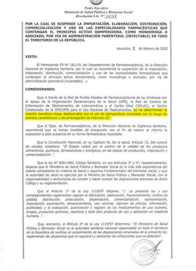 Por riesgos cardíacos, Ministerio de Salud dispuso retirar Domperidona inyectable - La Primera Mañana - ABC Color