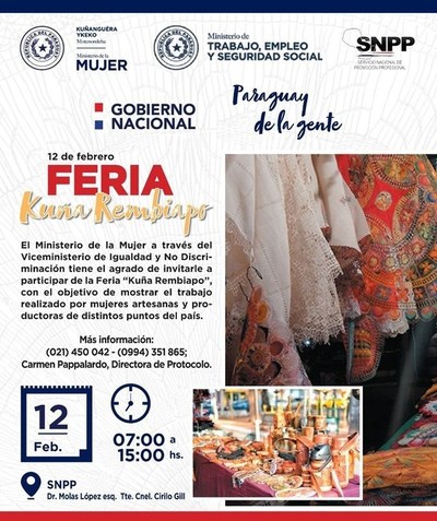 Preparan feria “Kuña Rembiapo” para este miércoles frente al SNPP - ADN Paraguayo