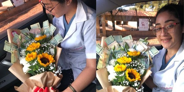 RECIBIÓ UN RAMO CON G. 1.500.000 EN BILLETES POR EL DÍA DE LOS ENAMORADOS