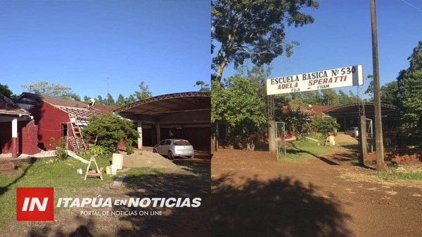 REPARAN TECHO DE  ESCUELA EN FUJI- FRAM
