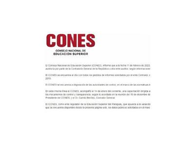 Cones asegura que no es intervenido por la Contraloría