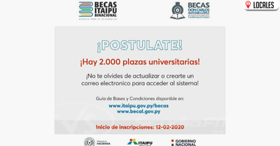 Inicia inscripciones online para acceder a becas de Itaipu