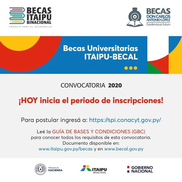 Becas Itaipú-Becal: habilitan plataforma online para postularse - ADN Paraguayo