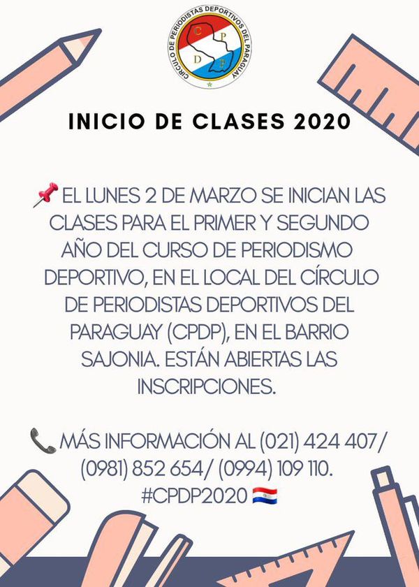 En marzo iniciarán las clases en el Círculo de Periodistas Deportivos - Fútbol - ABC Color