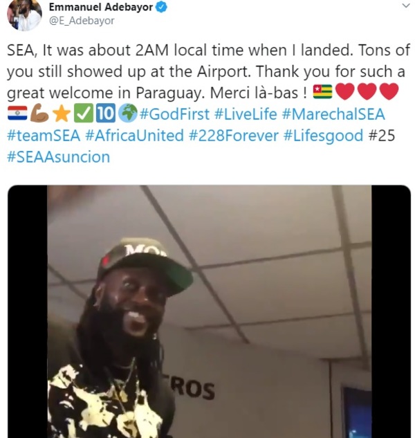 Adebayor agradece espectacular recibimiento de los olimpistas