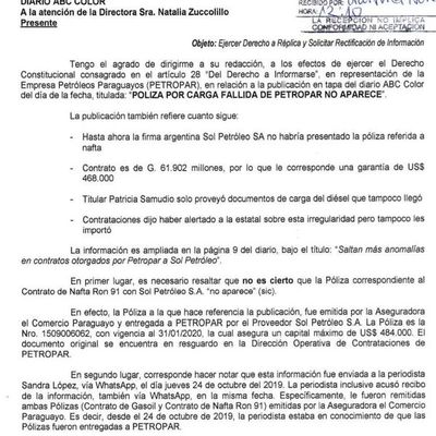 Petropar confirma que Poliza para contratación de Nafta 91 de Sol Petróleo fue publicada desde Octubre en DNCP