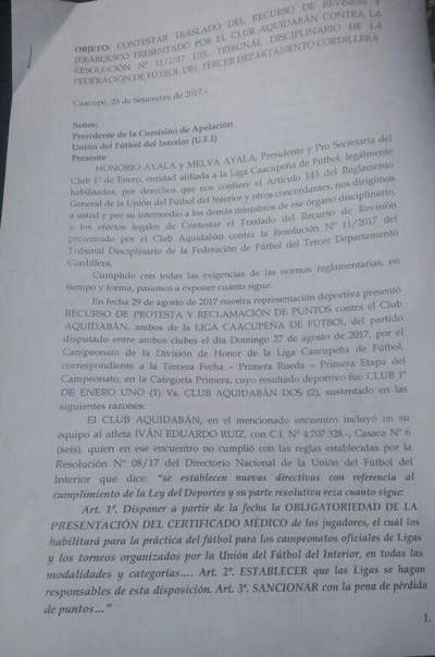 1RO de Enero presentó su defensa | Info Caacupe