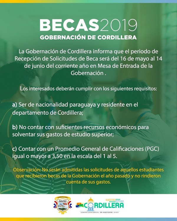 Requisitos para postulación a Becas de la Gobernación de Cordillera 2019 | Info Caacupe