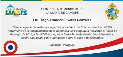 Jefe comunal invita a los festejos patrios. | Info Caacupe