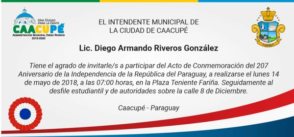 Jefe comunal invita a los festejos patrios. | Info Caacupe