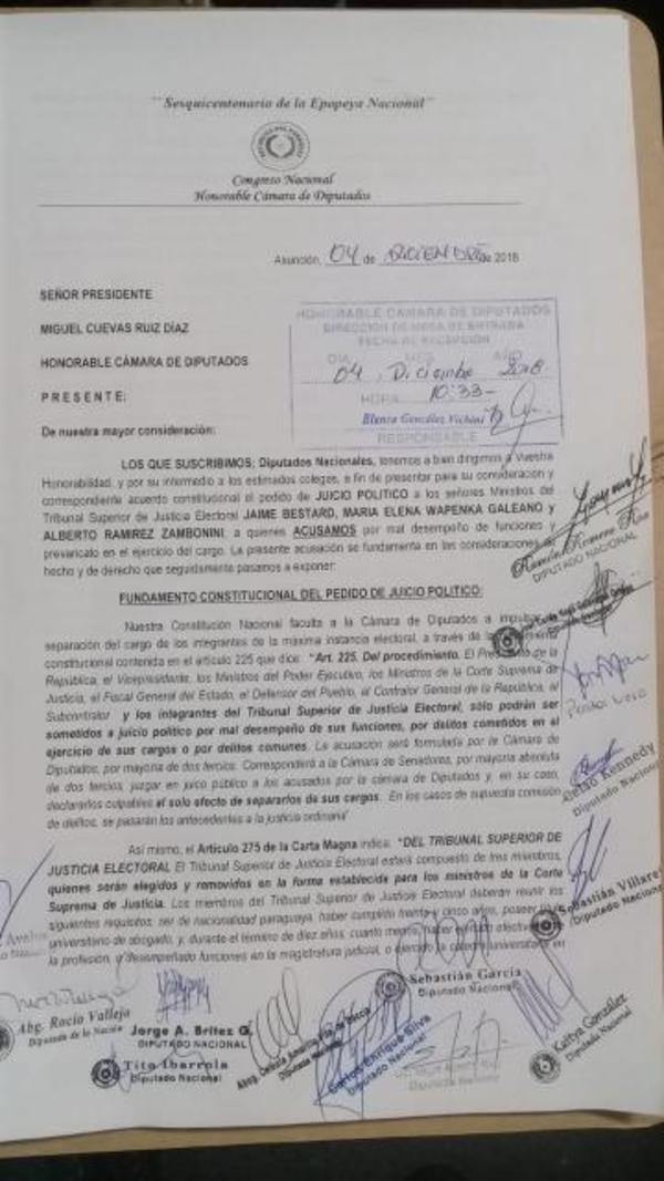 Presentan pedido de Juicio | Info Caacupe
