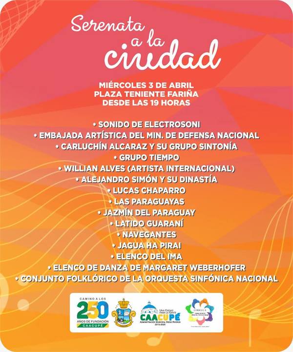 Hoy es la Serenata a Caacupé esta noche en la Plaza Tte. Fariña | Info Caacupe