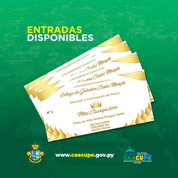 Entradas para ”Galardón Carlos Morphi con Elección y Coronación de Miss Caacupé 2019” ya en venta | Info Caacupe