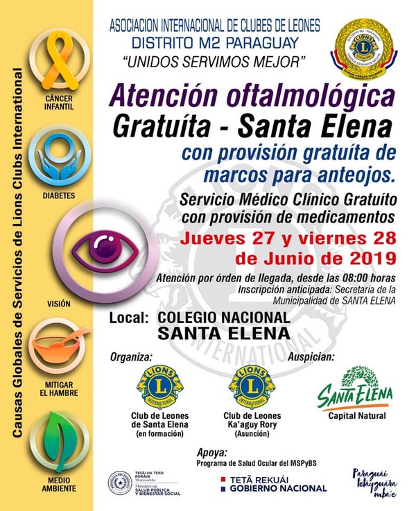 Atención Oftalmológica gratuita en Santa Elena | Info Caacupe