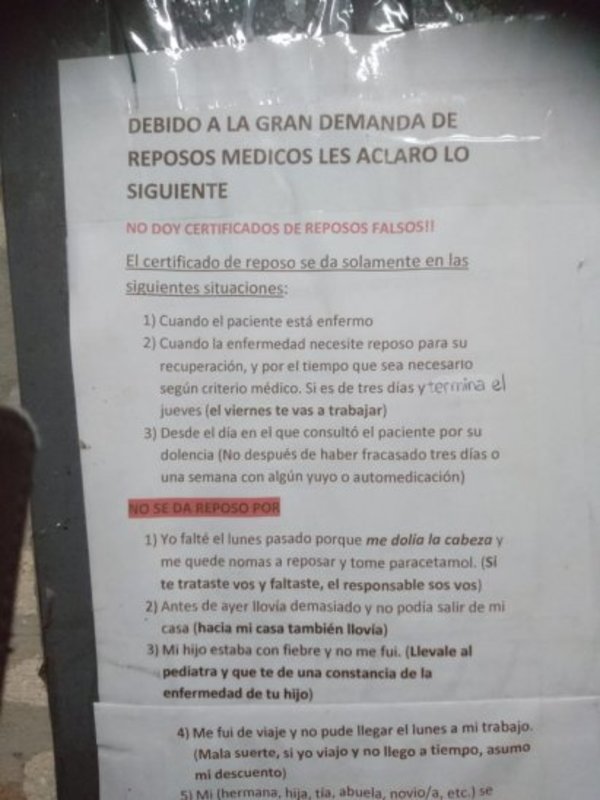 Llueven los pedidos de reposo médico mau tras chupi y farra | Info Caacupe