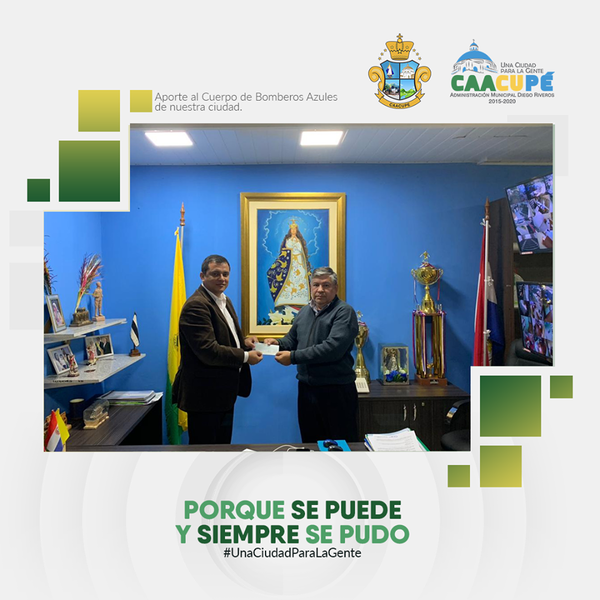 Intendente de Caacupé entrega importante aporte a Cuerpo de Bomberos Azules | Info Caacupe