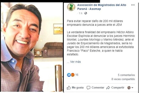 Empresario denuncia a jueces ante el JEM y estos lo acusan de pretender evitar reparar millonario daño - ADN Paraguayo