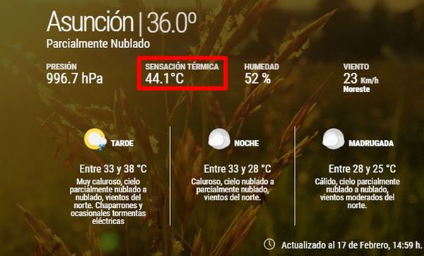 “Extremo calor” a plenitud, con sensación térmica de 44 ºC - Nacionales - ABC Color