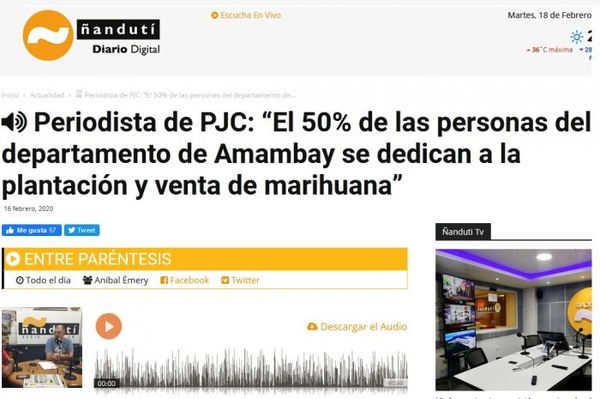 Supuesto periodista lanza mentiras en radio Ñanduti contra el Amambay