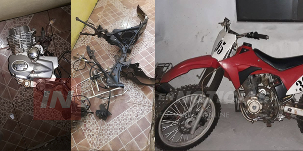 RECUPERAN PARTES DE MOTOCICLETA HURTADA Y APREHENDEN A DOS SUJETOS.