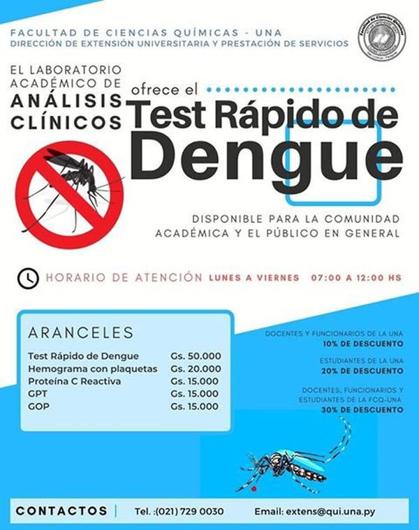 Facultad de Ciencias Químicas ofrece test rápido de dengue
