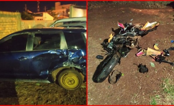 Motocicleta quedó destrozada tras embestir por otro vehículo