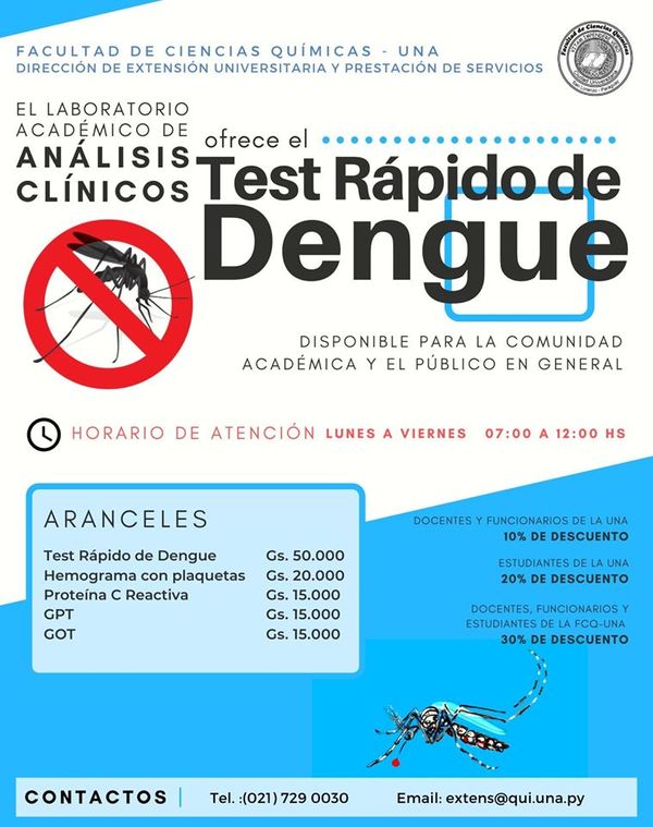 Facultad de Química de la UNA ofrece análisis de dengue en laboratorio del campus | .::Agencia IP::.
