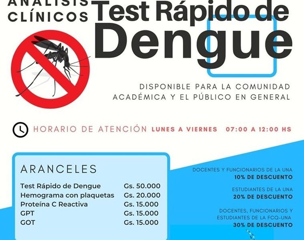 Ofrecen test rápido de dengue en la UNA