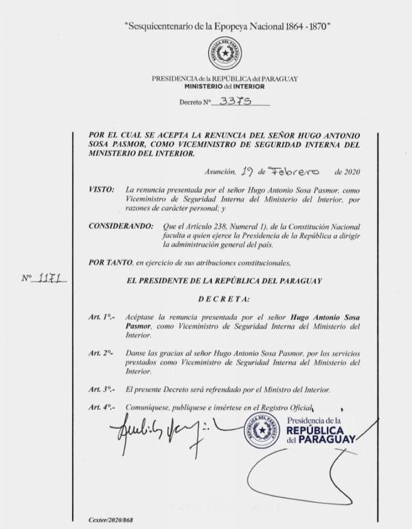 Viceministro de Seguridad renuncia: resistió “tormentas” de la mano de Villamayor, Euclides le bajó el pulgar - ADN Paraguayo