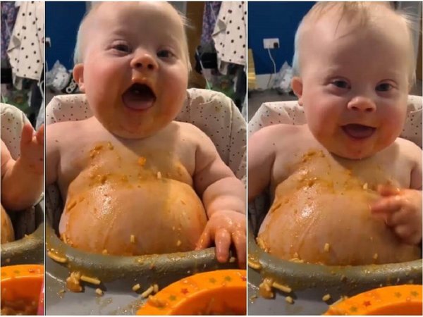 Bebé enternece las redes sociales con su adorable manera de comer