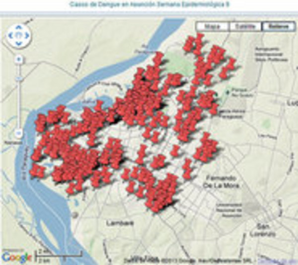 Mapa muestra la evolución del dengue en Asunción  - Paraguay.com