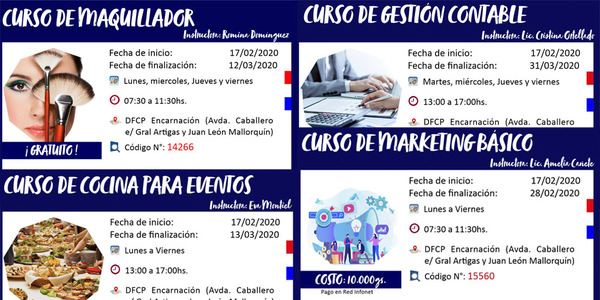 SNPP ENCARNACIÓN ARRANCA CON LOS SIGUIENTES CURSOS EN FEBRERO