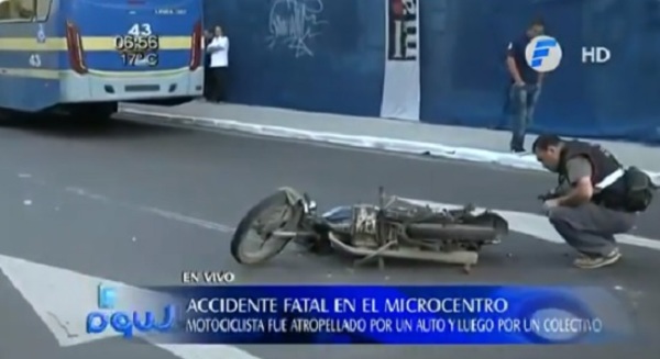 Motociclista fallece tras ser arrollado por un ómnibus