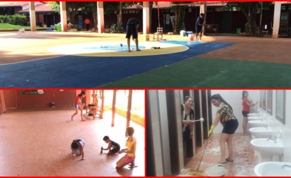 Padres hermosean Escuela Área 1 para recibir a estudiantes