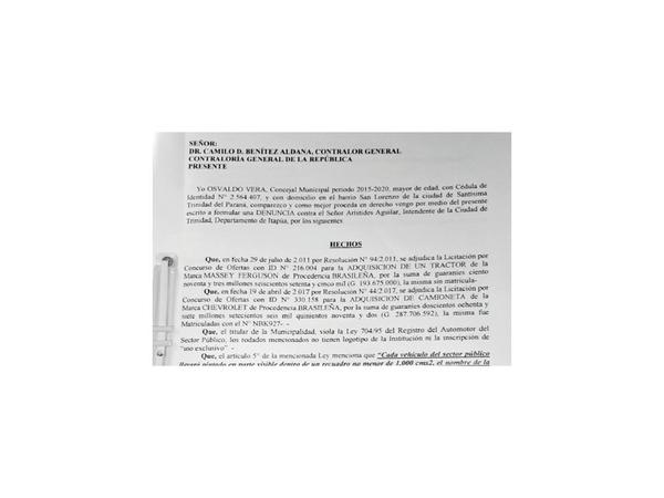 Concejal de  Trinidad denuncia el  uso  indebido de  vehículos