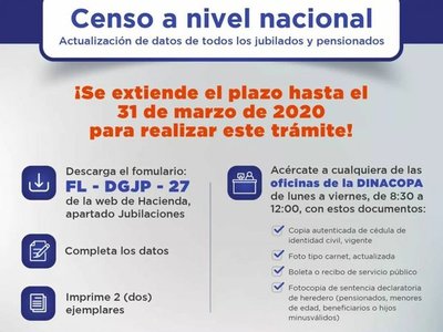 Extienden plazo para que jubilados acerquen sus documentos