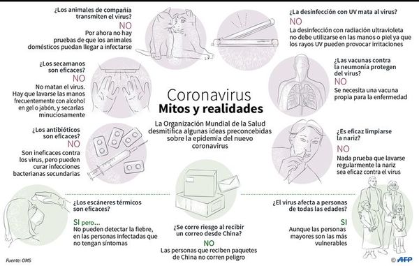 OMS pide no hacer caso a los mitos y enfrentar con seriedad el coronavirus - Locales - ABC Color