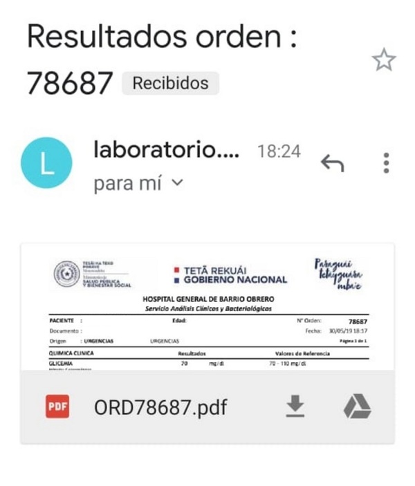 Pacientes de Salud Pública reciben resultados de análisis por correo electrónico