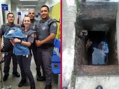 Policías rescatan a bebé abandonada en una alcantarilla