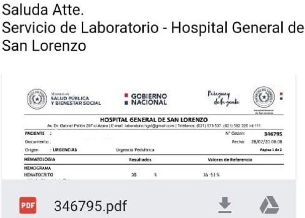 Pacientes de Salud Pública reciben resultados de laboratorio vía e-mail | Lambaré Informativo