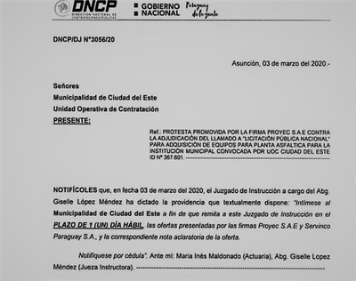 INTIMAN al intendente de CDE para que explique sobre NEGOCIADO