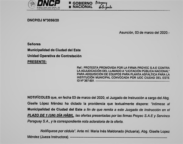 INTIMAN al intendente de CDE para que explique sobre NEGOCIADO