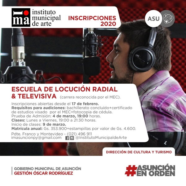 IMA realizará desde este miércoles pruebas de admisión a carreras de locución y canto | .::Agencia IP::.