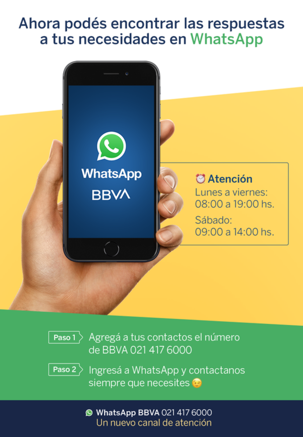 Contactá con BBVA a través de WhatsApp